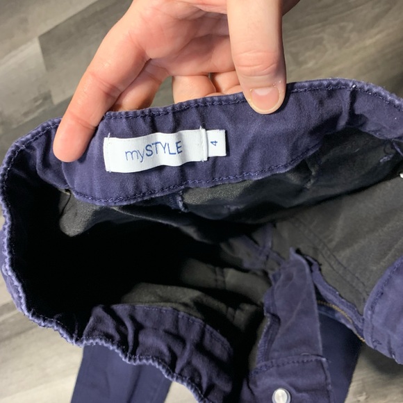 navy blue fitted jogger pants with cuffed ankle - Picture 2 of 3